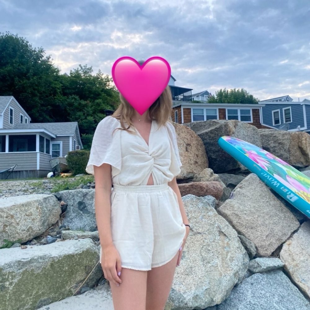 Cream Short Sleeve Romper